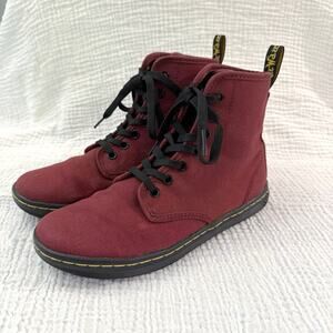 Dr Martens Shoreditch Canvas High Top Size US 6 EU 37 Red Burgundy